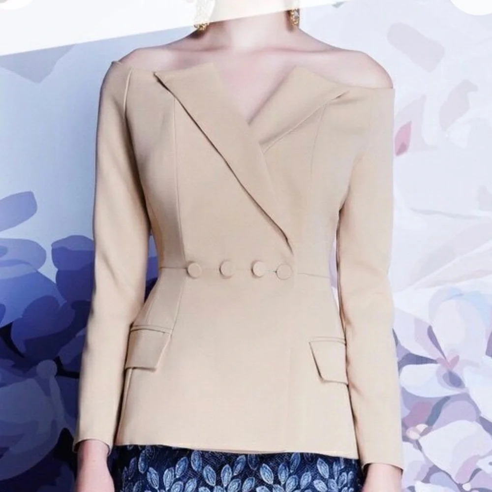Asilio Tan Off-Shoulder Blazer